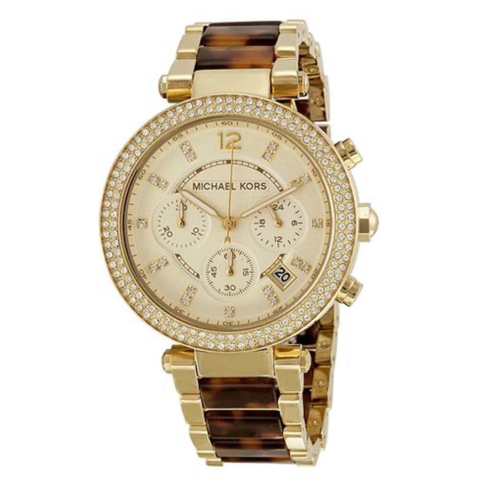 Michael Kors gold tortoise watch